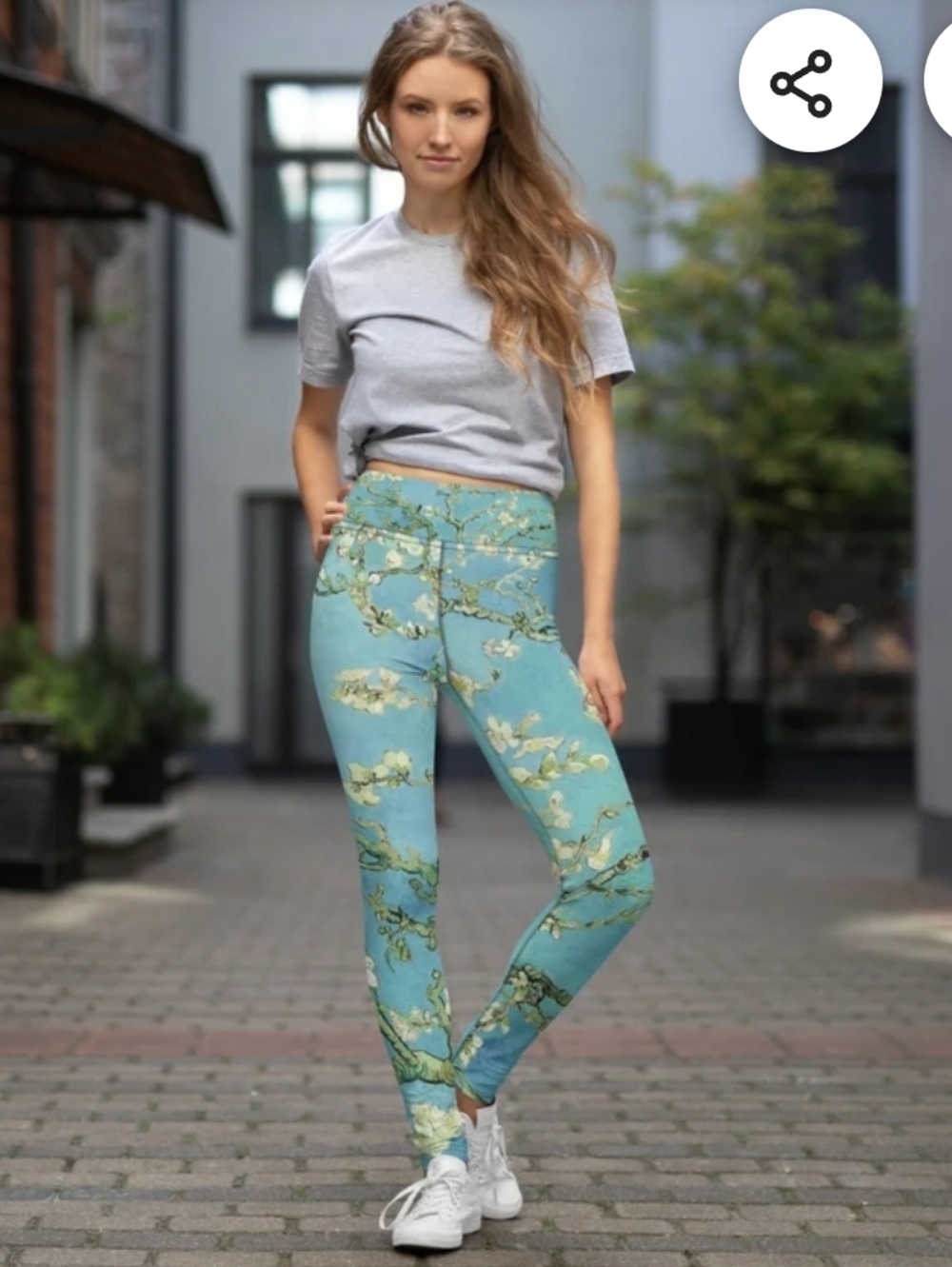 Women’s Capri Leggings (AOP), Van Gogh, Almond Blossom Leggings Size M NWOT.